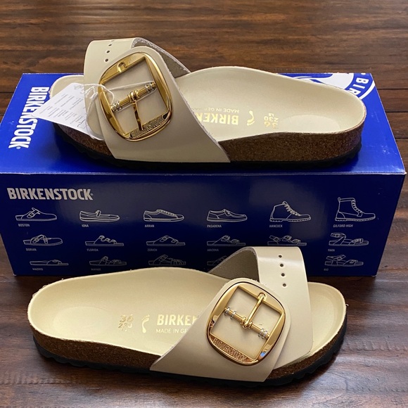 Birkenstock High shine Ecru Madrid Big Buckle Woman US 5 ACS - Picture 1 of 5